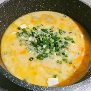 豆乳キムチのピリ辛スープ